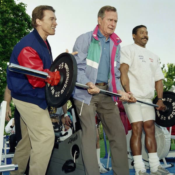 Arnold Schwarzenegger and George W. Bush